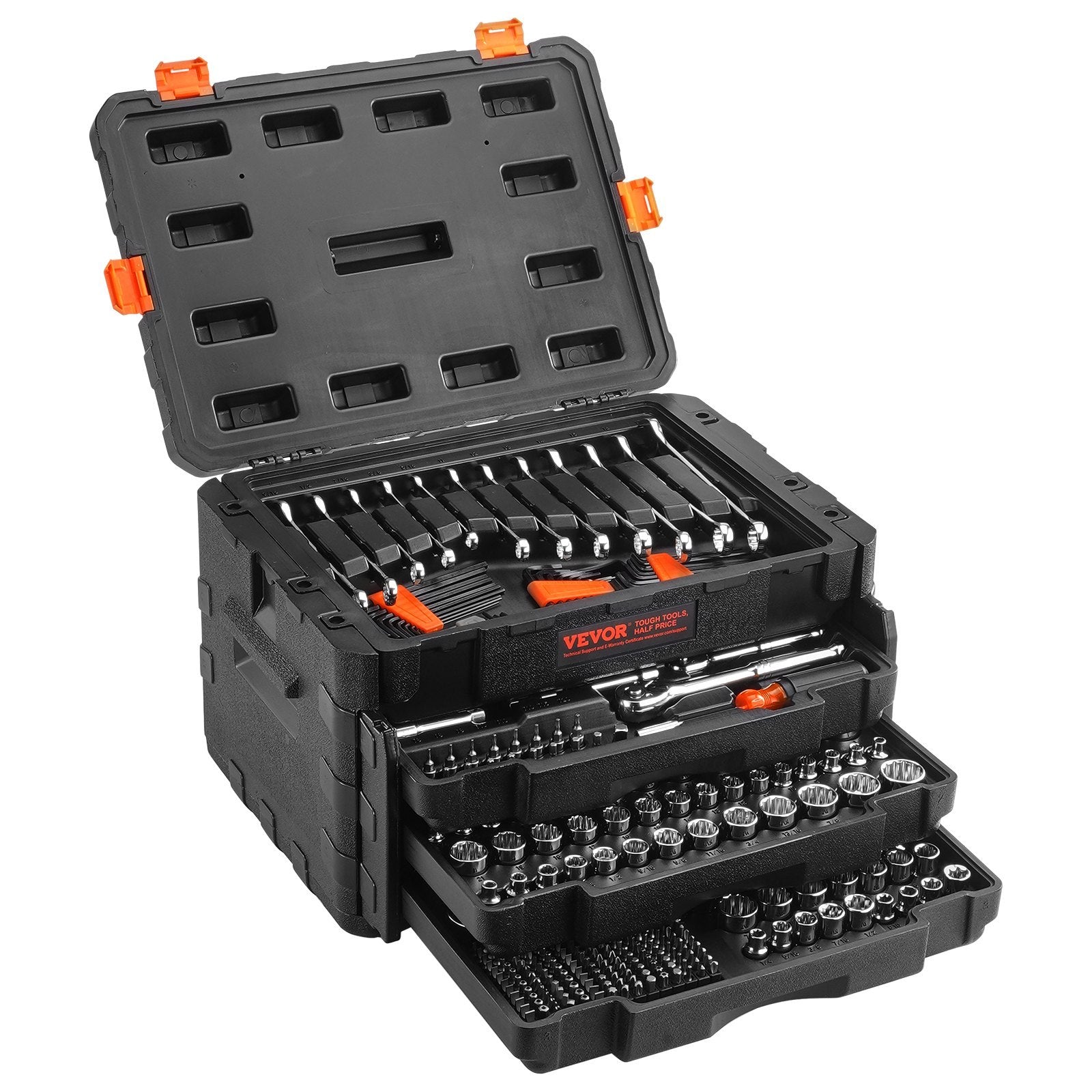 Mechanics Tool Set And Socket Set, Drive Deep And Standard Sockets, 450 Pcs SAE And Metric Mechanic Tool Kit With Bits, Hex Wrenches, Combination Wrench, Accessories, Storage Case